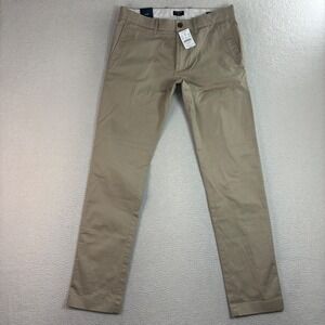 J Crew Slim Chino Pant Men 30x32 Khaki Cotton Stretch Preppy Business Casual NWT